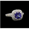 Image 1 : 2.80 ctw Tanzanite and Diamond Ring - 14KT White Gold