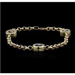 14KT Yellow Gold 0.30 ctw Diamond Evil Eye Bracelet