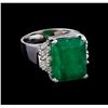 Image 1 : 10.20 ctw Emerald and Diamond Ring - 14KT White Gold