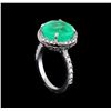 Image 4 : 6.97 ctw Emerald and Diamond Ring - 14KT White Gold