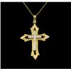 Image 1 : 2.00 ctw Diamond Cross Pendant - 14KT Yellow and White Gold