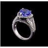Image 4 : 4.10 ctw Tanzanite and Diamond Ring - 14KT White Gold