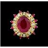 Image 2 : 10.65 ctw Ruby and Diamond Ring - 14KT Yellow Gold