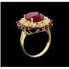 Image 4 : 10.65 ctw Ruby and Diamond Ring - 14KT Yellow Gold