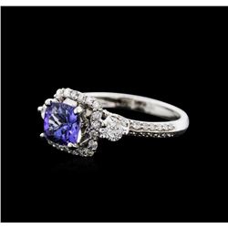 14KT White Gold 1.11 ctw Tanzanite and Diamond Ring