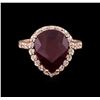 Image 2 : 7.57 ctw Ruby and Diamond Ring - 14KT Rose Gold