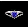 Image 2 : 0.74 ctw Tanzanite and Diamond Ring - 14KT White Gold