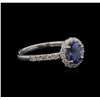 Image 1 : 0.80 ctw Tanzanite and Diamond Ring -14KT White Gold