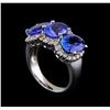 Image 4 : 6.63 ctw Tanzanite and Diamond Ring - 14KT White Gold