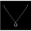 Image 1 : 13.79 ctw Sapphire and Diamond Pendant With Chain - 14KT White Gold