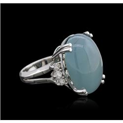 14KT White Gold 7.60 ctw Aquamarine and Diamond Ring