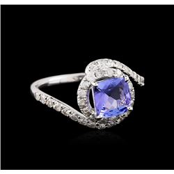 14KT White Gold 1.41 ctw Tanzanite and Diamond Ring