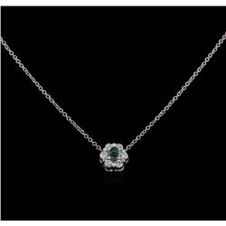 0.15 ctw Emerald and Diamond Pendant With Chain - 14KT White Gold