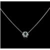 Image 1 : 0.15 ctw Emerald and Diamond Pendant With Chain - 14KT White Gold