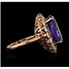 Image 3 : 14.40 ctw Tanzanite and Diamond Ring - 14KT Rose Gold