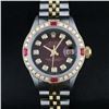 Image 1 : Rolex Two-Tone Red Vignette Diamond and Ruby DateJust Ladies Watch