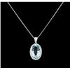 Image 1 : 7.21 ctw Aquamarine and Diamond Pendant With Chain - 14KT White Gold