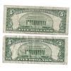 Image 2 : 1953 $5 Silver Certificate Currency Lot of 2