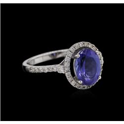 1.89 ctw Tanzanite and Diamond Ring - 14KT White Gold