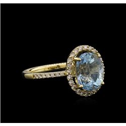 14KT Yellow Gold 2.62 ctw Aquamarine and Diamond Ring