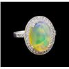 Image 1 : 3.50 ctw Opal and Diamond Ring - 14KT White Gold