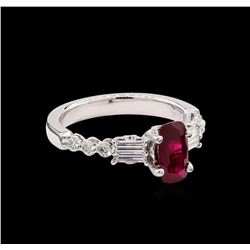 1.19 ctw Ruby and Diamond Ring - 18KT White Gold