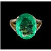 Image 2 : 6.78 ctw Emerald and Diamond Ring - 14KT White Gold