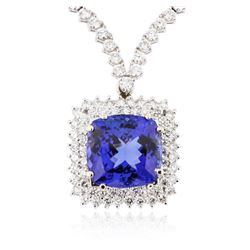18KT White Gold 12.86ct Tanzanite and Diamond Necklace