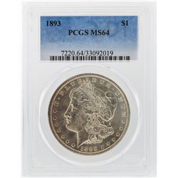 1893 $1 Morgan Silver Dollar Coin PCGS Graded MS64