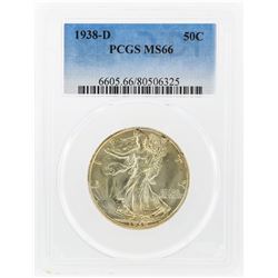 1938-D Liberty Walking Half Dollar Coin PCGS Graded MS66