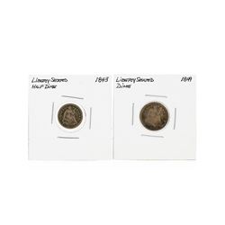 1843 Liberty Seated Half Dime and 1849 Liberty Seated Dime Coin Set