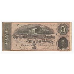 1864 $5 The Confederate States of America Note