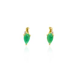10KT Yellow Gold 0.3ct Emerald and Diamond Earrings