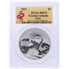 Image 1 : 2013 $5 Tokelau Islands Snake Silver Coin PCGS MS70