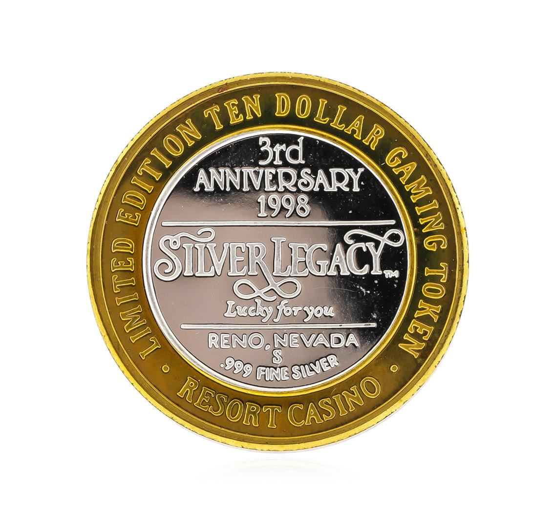 .999 Silver Silver Legacy Reno, Nevada $10 Casino Gaming Token Limited ...