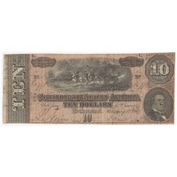 1864 $10 The Confederate States of America Note