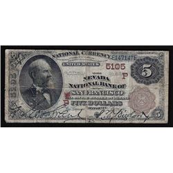 1897 $5 National Currency The Nevada National Bank of San Francisco Note