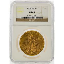 1926-S $20 St. Gaudens Double Eagle Gold Coin NGC MS65