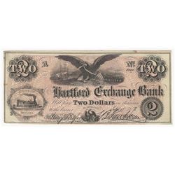 1858 $2 Bartford Exchange Bank Obsolete Note