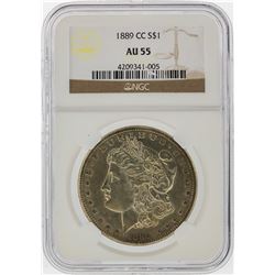 1889-CC $1 Morgan Silver Dollar Coin NGC Graded AU55