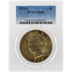 1923-S $1 Peace Silver Dollar Coin PCGS Graded MS65