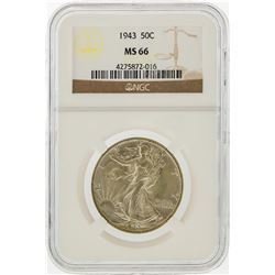 1943 Walking Liberty Half Dollar Coin NGC MS66