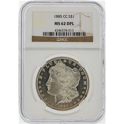 1885-CC $1 Morgan Silver Dollar Coin NGC Graded MS62 DPL