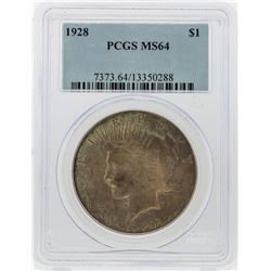 1928 $1 Peace Silver Dollar Coin PCGS Graded MS64