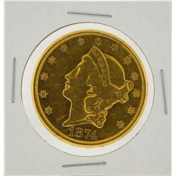 1874-CC $20 Liberty Head Double Eagle Gold Coin AU Details