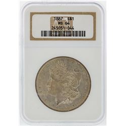 1887 $1 Morgan Silver Dollar NGC Graded MS64