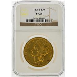 1878-S $20 Liberty Head Double Eagle Gold Coin NGC XF40