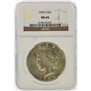 Image 1 : 1925-S $1 Peace Silver Dollar Coin NGC Graded MS65