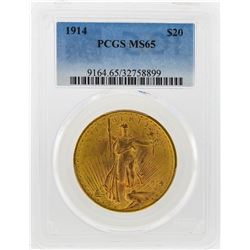 1914 $20 St. Gaudens Double Eagle Gold Coin PCGS MS65