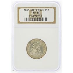 1853 Arrows and Rays Liberty Seated Quarter NGC MS65
